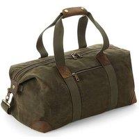 Quadra Men's Heritage Leather Accents Holdall in Dark Olive