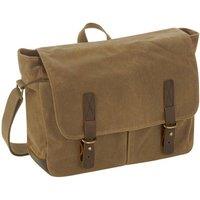 Quadra Men's Heritage Leather Trim Waxed Canvas Messenger Bag in Light Brown