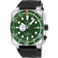 GV2 Men's XO Submarine GREEN/RED Bezel/Green Dial, Handmade Italian Leather Strap in Silver