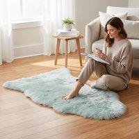 Infinity Leather Soft Real Sheepskin Natural Wool Single Rug - Single in Duck Egg Blue | Size: 90 cm x 60 cm