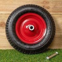 Samuel Alexander Replacement 16" x 4" Pneumatic Heavy Duty Garden Wheelbarrow Wheel & Axel In Red
