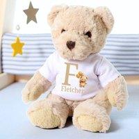 Aye Do Gifts Personalised Luxury Teddy Bear with Golden Teddy Bear T-Shirt in Beige