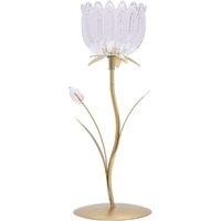 Hestia Single Stem Candle Holder WIth Clear Glass On Gold Base