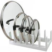 FLAVORA White 6 Section Plastic Pan Organiser Rack Cupboard Storage | Size: 100 cm x 15 cm