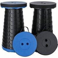 FLAVORA Blue Portable Round Folding Camping Stool in Black