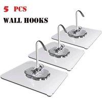KORVIXA 5Pcs Self Adhesive Strong Sticky Hooks Heavy Duty Wall Seamless in Clear | Size: 600mm