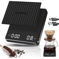 FLAVORA 3kg 0.1g Rechargeable Coffee Scale with Timer in Black | Size: 1000L