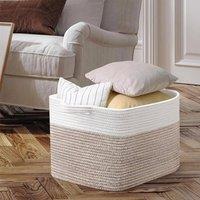 SPETLEK Large Woven Rope Storage Basket, White&brown in Brown | Size: 500mm