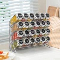 SPETLEK Spice Storage Holder Jar Rack Kitchen Door Cupboard Silver | Size: 0.6m2
