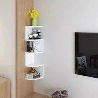 EONLION 5 Tier Floating Corner Shelves in White | Size: 500mm
