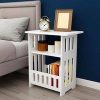 FORGEVIO Small Bedside Table Cabinet Side Nightstand Storage in White