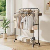 FORGEVIO Heavy Duty Double Clothes Rail Hanging Rack Garment