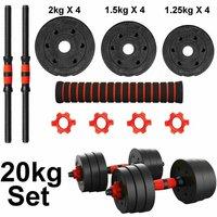 NESTLUNE 20kg Dumbbell Barbell Weight Set Pair Weights in Black | Size: 0-12 m