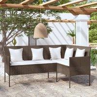 Berkfield Home L-shaped Couch Sofa with Cushions Poly Rattan Brown