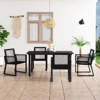 Berkfield Home 5 Piece Outdoor Dining Set PVC Rattan Black