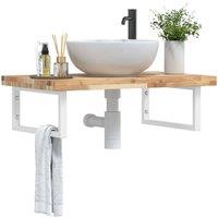 Berkfield Home Basin Shelf Wall Mounted Steel & Solid Wood Acacia in Brown