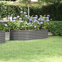 Berkfield Home Garden Raised Bed Powder-coated Steel 152x80x36 cm Grey | Size: 152 x 80 x 36 cm