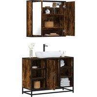 Berkfield Home 2 Piece Bathroom Furniture Set Smoked Oak Engineered Wood in Brown