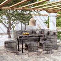 Berkfield Home 5 Piece L-shaped Couch Sofa Set with Cushions Poly Rattan Grey