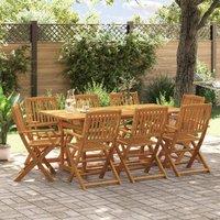 Berkfield Home 9 Piece Garden Dining Set 180x90x75 cm Solid Wood Acacia in Brown | Size: 180 x 90 x 75 cm