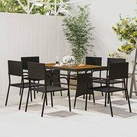 Berkfield Home 7 Piece Outdoor Dining Set Poly Rattan Black