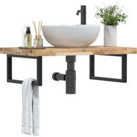 Berkfield Home Basin Shelf Wall Mounted Steel & Solid Wood Acacia in Brown