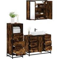 Berkfield Home 3 Piece Bathroom Furniture Set Smoked Oak Engineered Wood in Brown