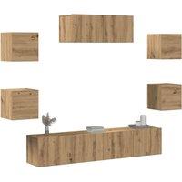 Berkfield Home 5 Piece TV Cabinet Set Wall-mounted Artisan Oak in Brown