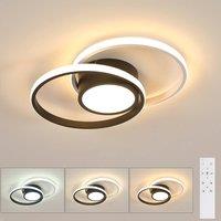 Pheashine Double-Ring LED Ceiling Light, 40cm Dimmable 3000-6500K with Remote 40W in Black