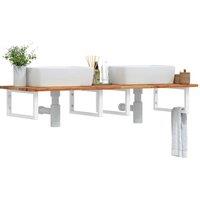 Berkfield Home Basin Shelf Wall Mounted Steel & Solid Wood Acacia in Brown