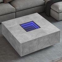 Berkfield Home Coffee Table with Infinity LED Concrete Grey 100x100x40 cm | Size: 100 x 100 x 40 cm