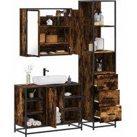Berkfield Home 3 Piece Bathroom Furniture Set Smoked Oak Engineered Wood in Brown
