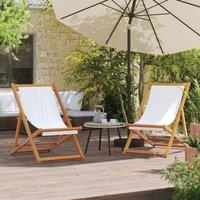Berkfield Home Folding Beach Chairs 2 pcs Cream White Fabric