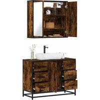 Berkfield Home 2 Piece Bathroom Furniture Set Smoked Oak Engineered Wood in Brown