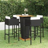Berkfield Home 5 Piece Garden Bar Set with Cushions Poly Rattan Black