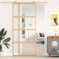 Berkfield Home Sliding Door Gold 90x205 cm Clear ESG Glass & Aluminium