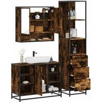 Berkfield Home 3 Piece Bathroom Furniture Set Smoked Oak Engineered Wood in Brown