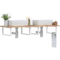 Berkfield Home Basin Shelf Wall Mounted Steel & Solid Wood Acacia in Brown
