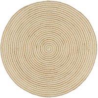 Berkfield Home Handmade Rug Jute with Spiral Design White 150 cm | Size: 100 cm diameter