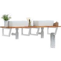 Berkfield Home Basin Shelf Wall Mounted Steel & Solid Wood Acacia in Brown