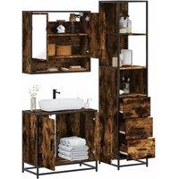 Berkfield Home 3 Piece Bathroom Furniture Set Smoked Oak Engineered Wood in Brown