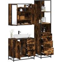 Berkfield Home 3 Piece Bathroom Furniture Set Smoked Oak Engineered Wood in Brown