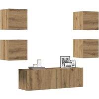 Berkfield Home 5 Piece TV Cabinet Set Wall-mounted Artisan Oak Engineered Wood