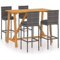 Berkfield Home 5 Piece Garden Bar Set with Cushions Poly Rattan Grey