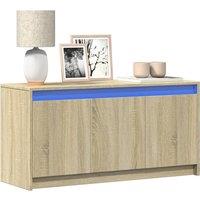 Berkfield Home TV Cabinet with LED Sonoma Oak 100x34x50 cm Engineered Wood in Brown | Size: 100 x 34 x 50 cm