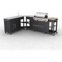 Berkfield Home Outdoor Kitchen Barbecue Missouri 4 Burners in Black