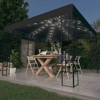 Berkfield Home Gazebo with LED String Lights 3x3 m Anthracite in Black