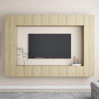 Berkfield Home 8 Piece TV Cabinet Set Sonoma Oak Engineered Wood in Brown
