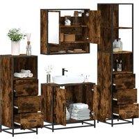 Berkfield Home 4 Piece Bathroom Furniture Set Smoked Oak Engineered Wood in Brown