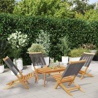 Berkfield Home Folding Garden Chairs 4 pcs Grey Solid Wood Acacia
